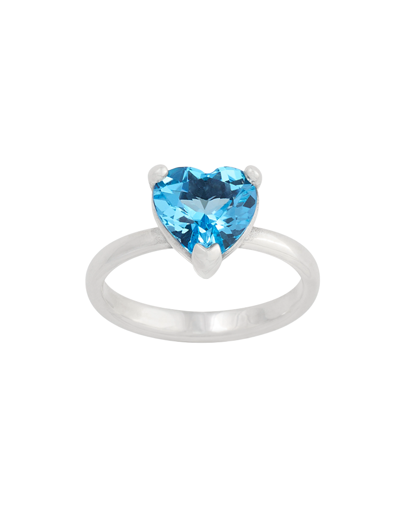 Heart Gemstone Ring with Blue Topaz - Image 3
